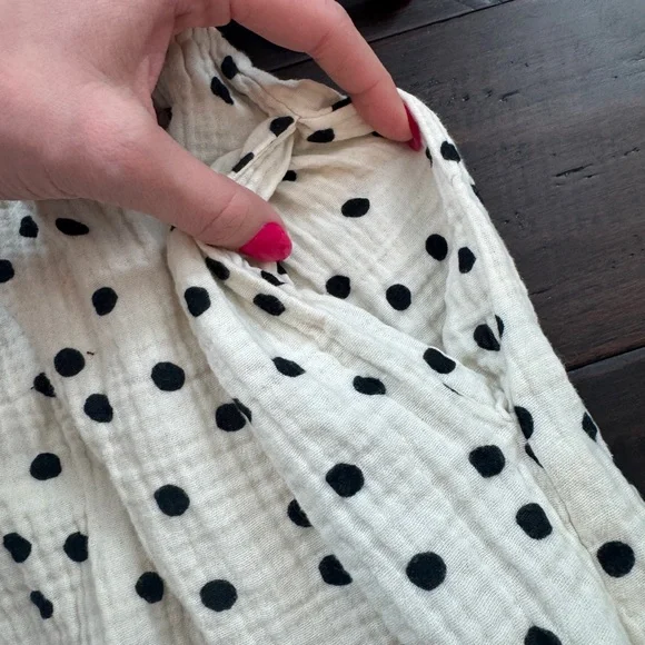 Madewell babydoll polka dot flutter sleeve cotton gauze mini tunic dress cream - Picture 8 of 11